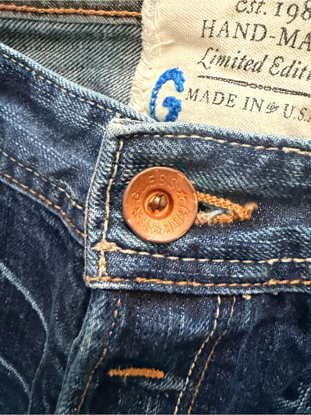 Vintage Premium Guess Hand-Made Limited Edition Flared Jeans 32X34 Made in USA - Picture 3 of 14